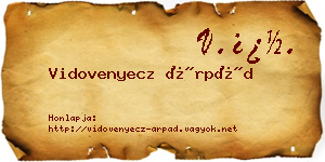 Vidovenyecz Árpád névjegykártya